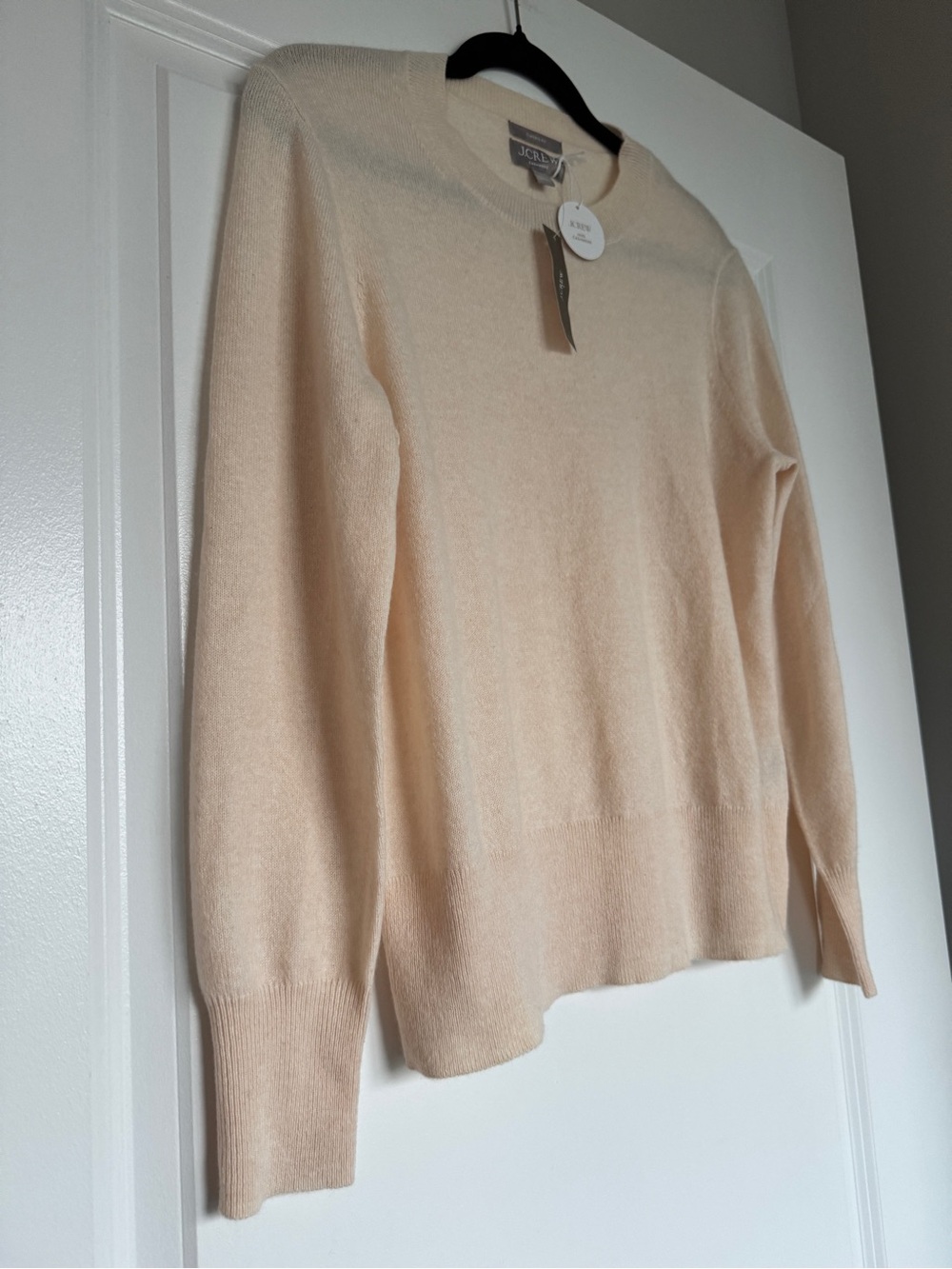 NWT J. CREW 100% cashmere classic-fit crewneck sweater hthr natural small BA400 - Picture 3 of 15